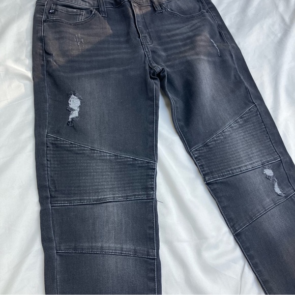 Kancan Moto Charcoal Black Ankle Skinny Jeans Size 11 - Picture 3 of 8